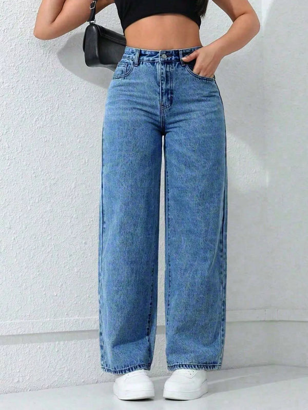 High-Waisted Wide-Leg Jeans - Lilixa.store