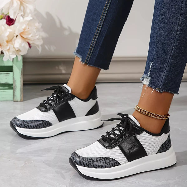 Round Toe Lace Up Sneakers - Lilixa.store