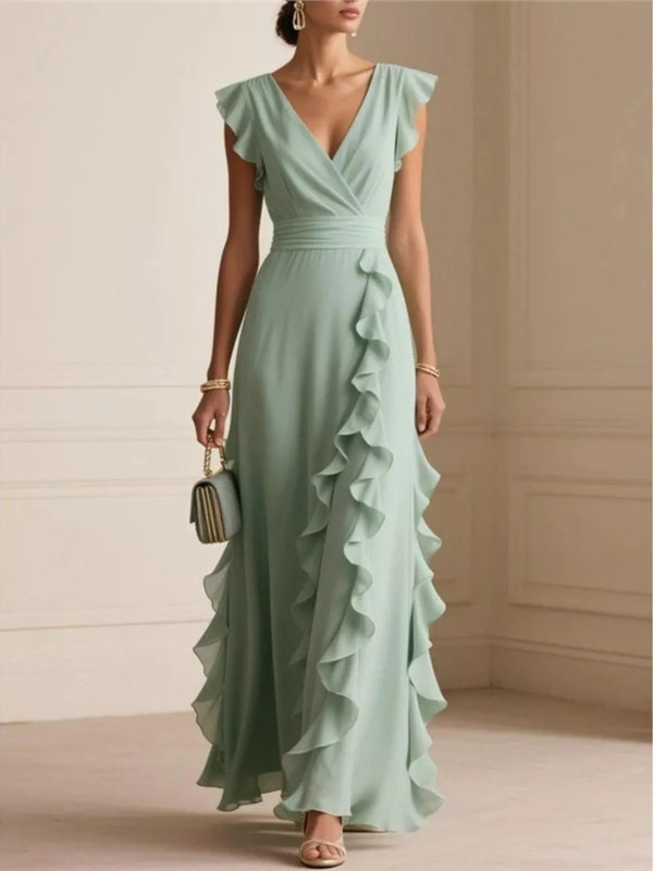 Ruffled Surplice Maxi Dress - Lilixa.store