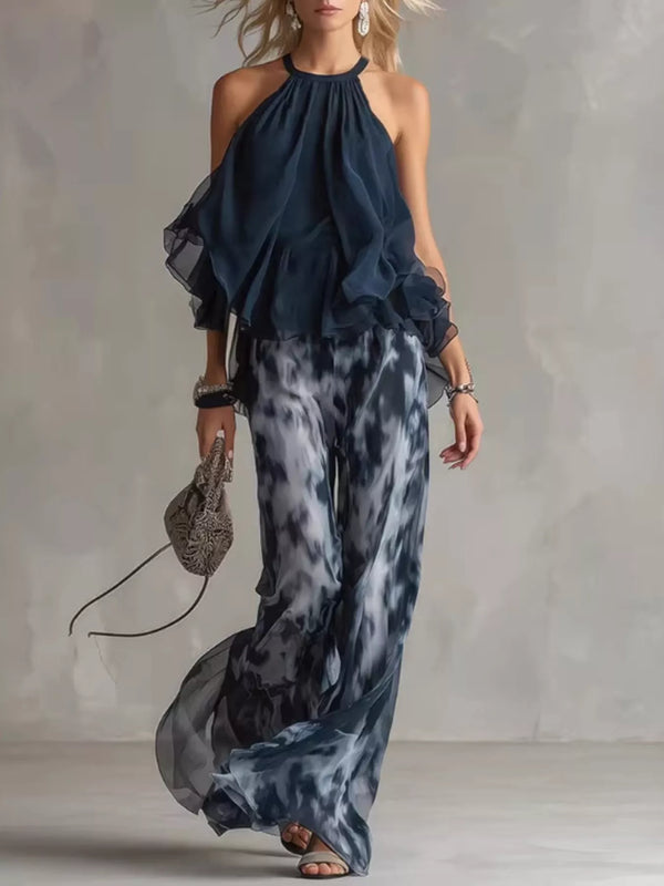 Sleeveless Top and Tie-Dye Wide-Leg Pants Set - Lilixa.store