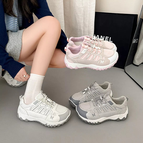 Round Toe Lace Up Sneakers - Lilixa.store