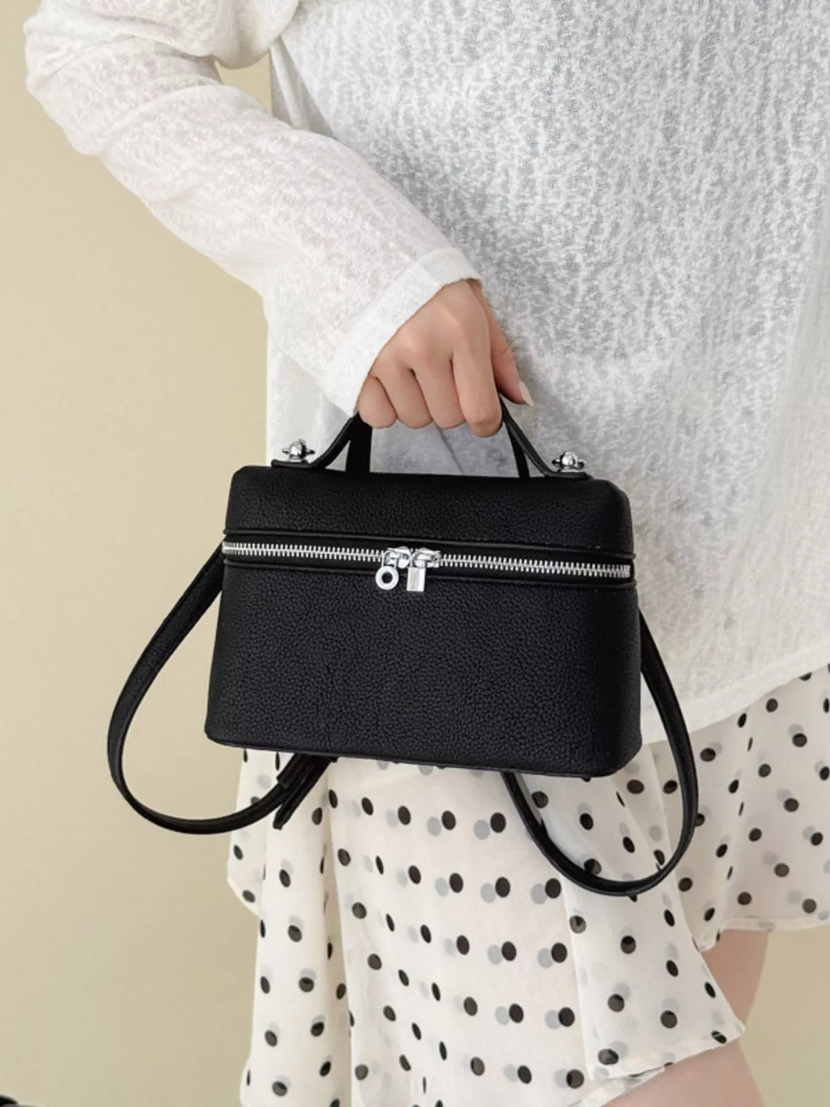Textured Zipper Crossbody Bag