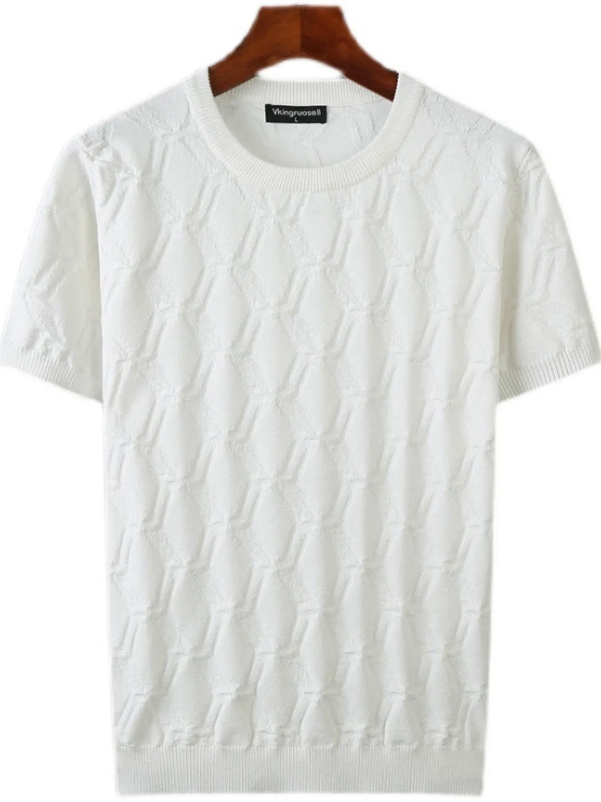 Men's Plus Size Textured Round Neck Short Sleeve Knit Top
