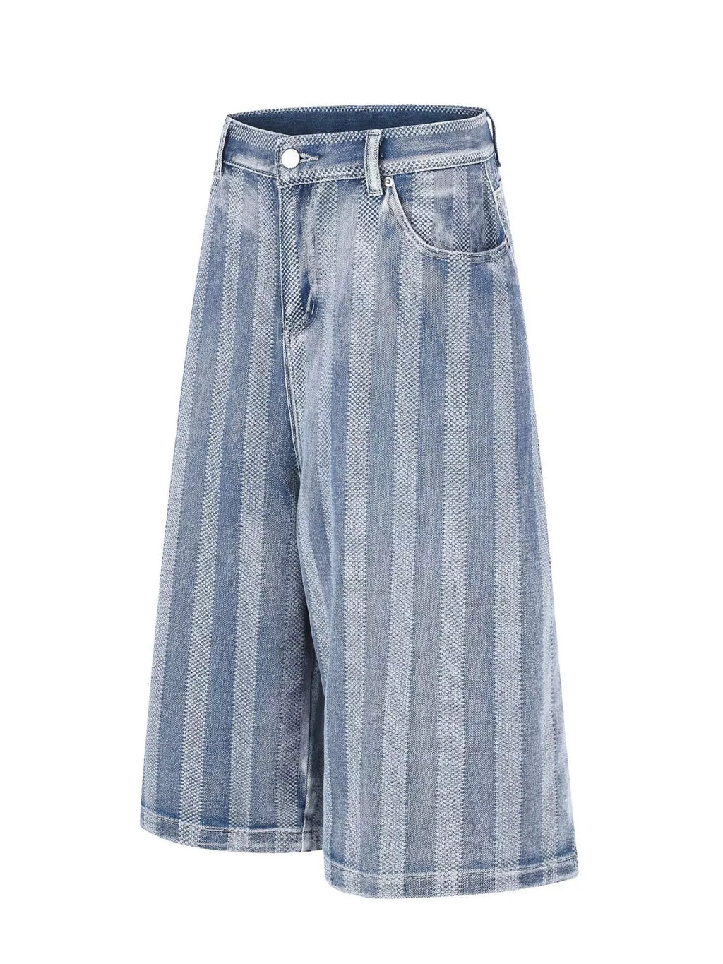 Men's Stripe Wide Leg Denim Capris - Lilixa.store
