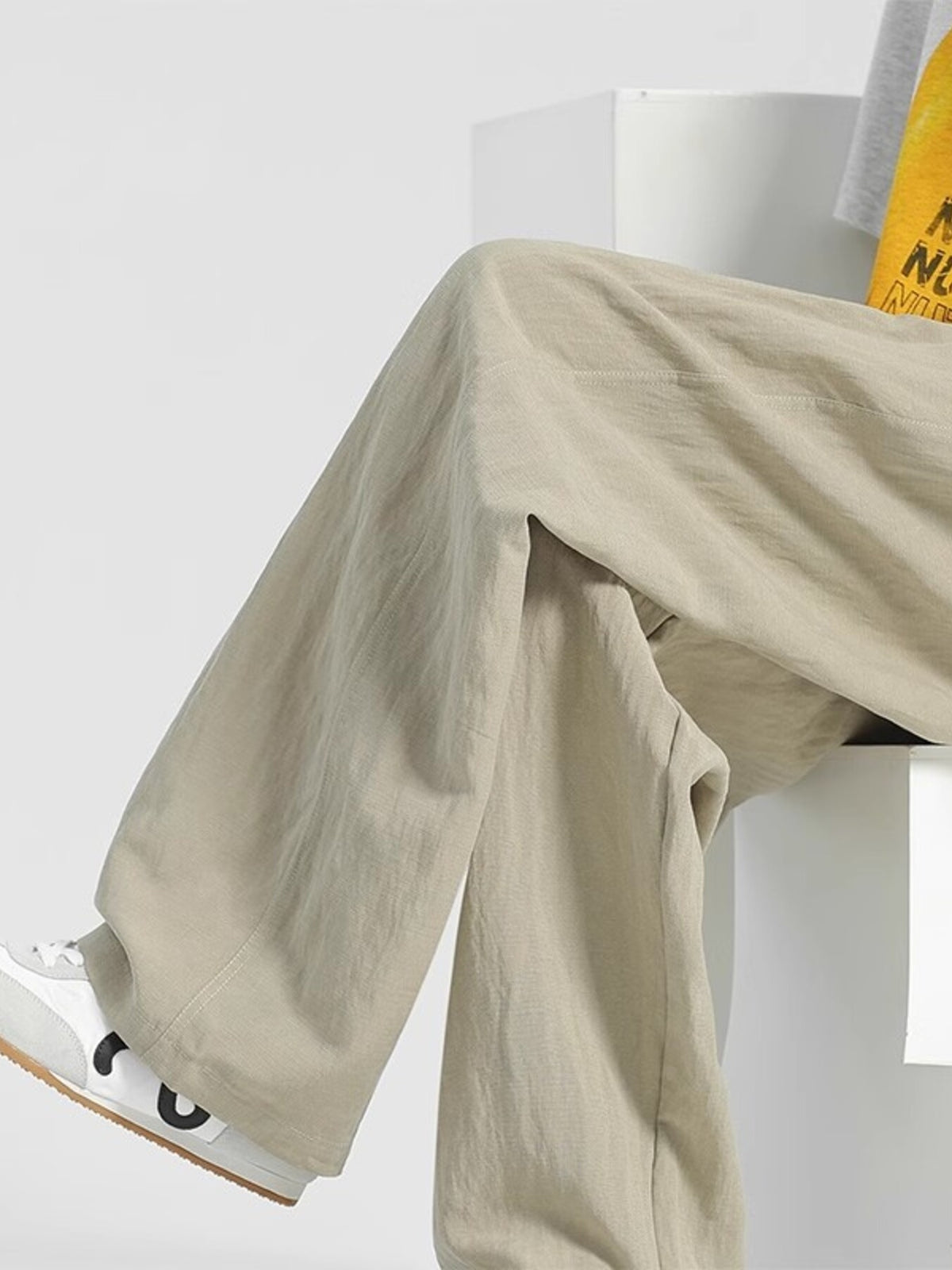 Men's Plus Size Casual Loose Fit Pants in Beige