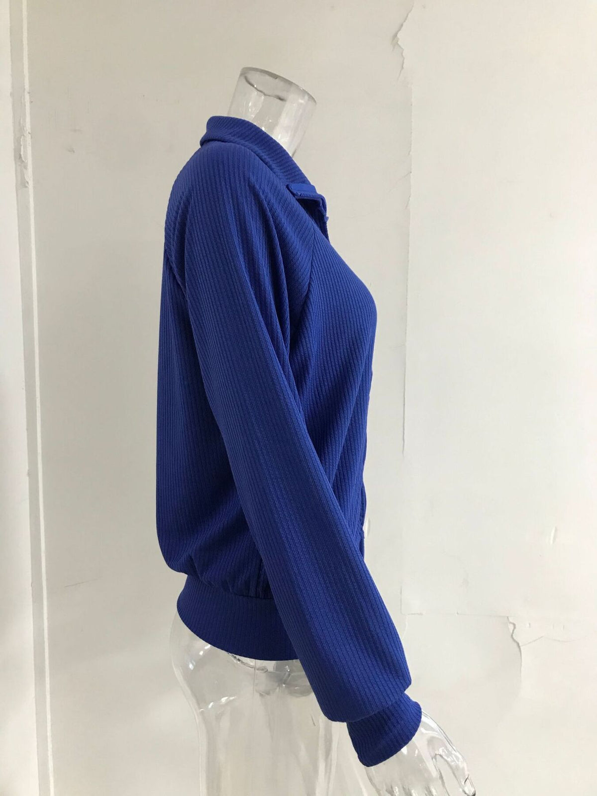 Full Size Ribbed Knit Zip-Up Outerwear Plus Size, view 4