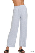 Zenana Soft Melange Hacci Elastic Waistband Lounge Pants - Lilixa.store