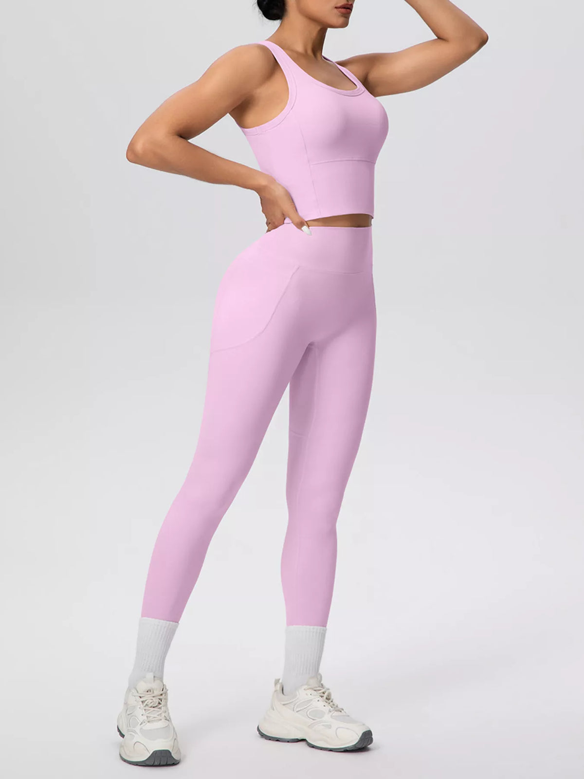 Scoop Neck Tank and High-Waisted Leggings Active Set, view 22