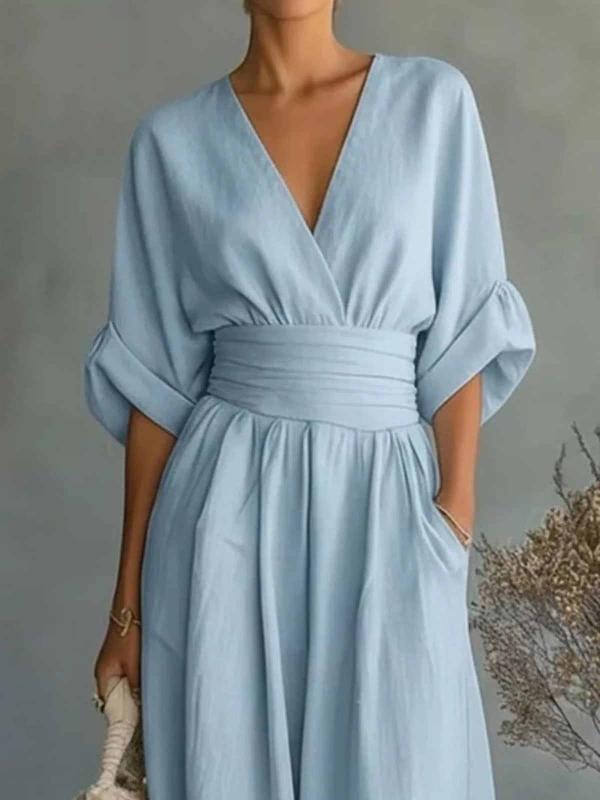 Full Size Half Sleeve Wide Leg Jumpsuit Plus Size - Lilixa.store
