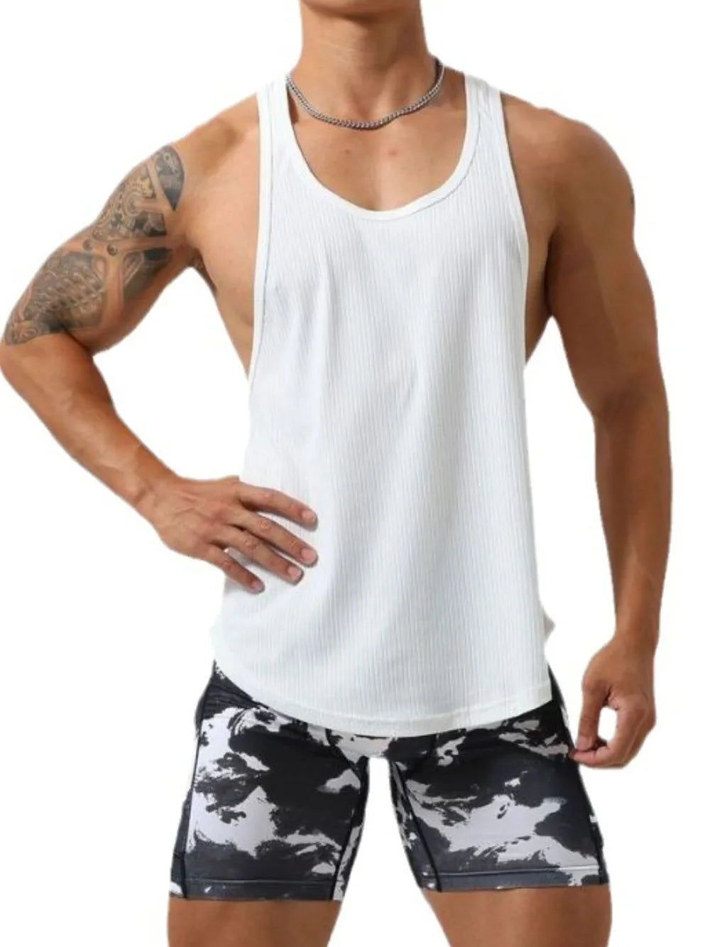 Men's Plus Size Round Neck Wide Strap Tank - Lilixa.store