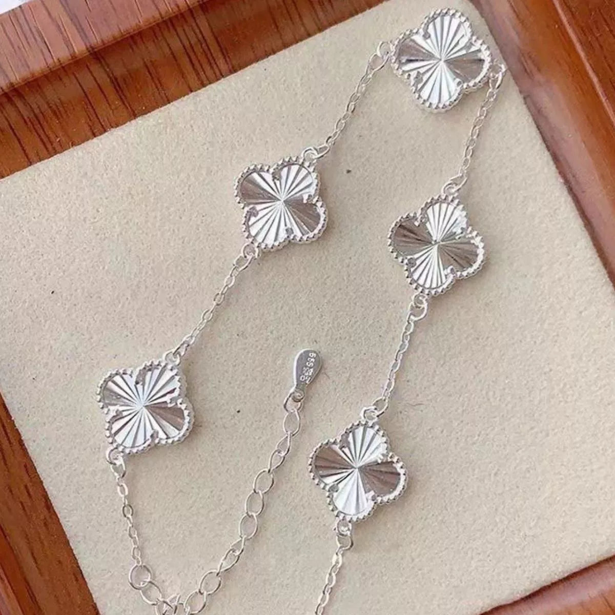 925 Sterling Silver Chain Four Leaf Clover Bracelet - Lilixa.store