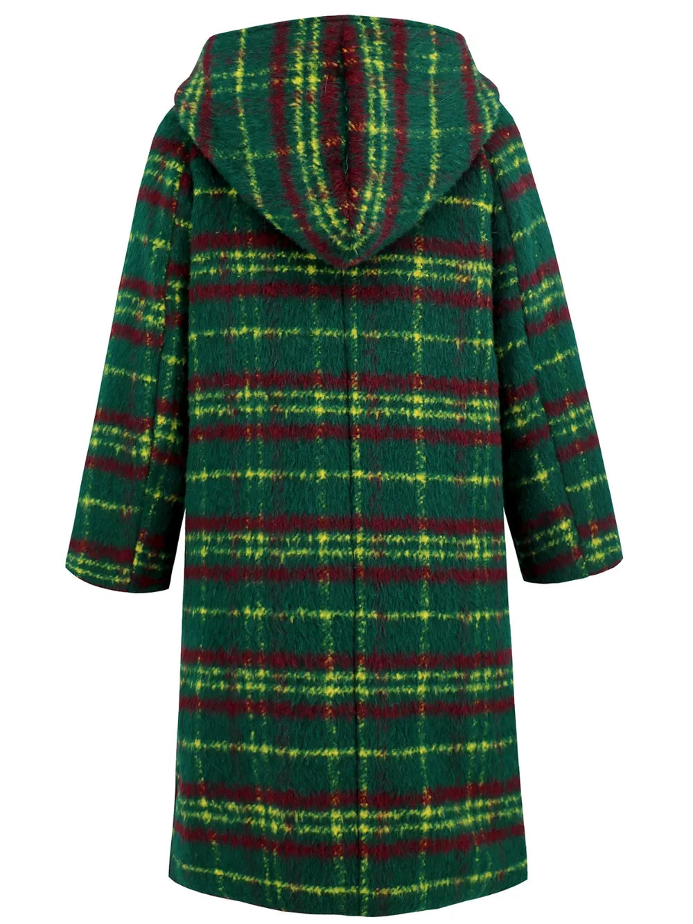 Plaid Long Sleeve Hooded Coat with Pockets, view 8