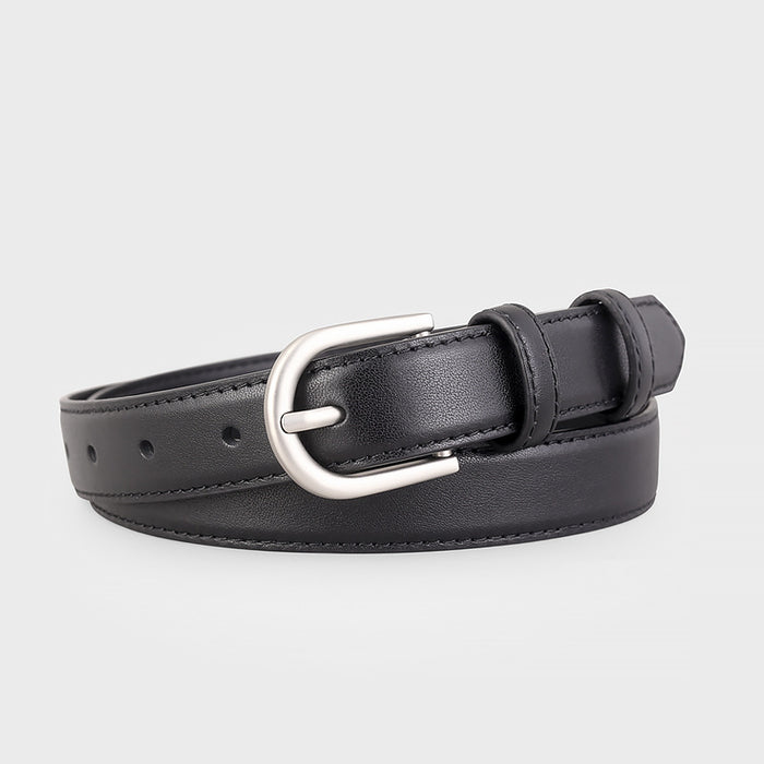 Leather Belt with Silver Buckle - Lilixa.store