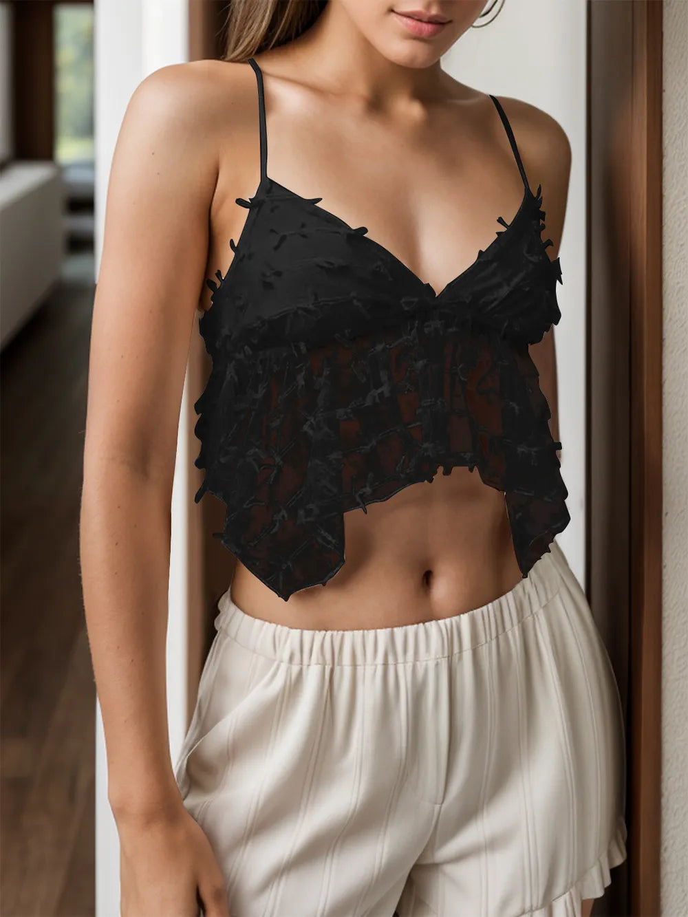 Tied V-Neck Cami - Lilixa.store