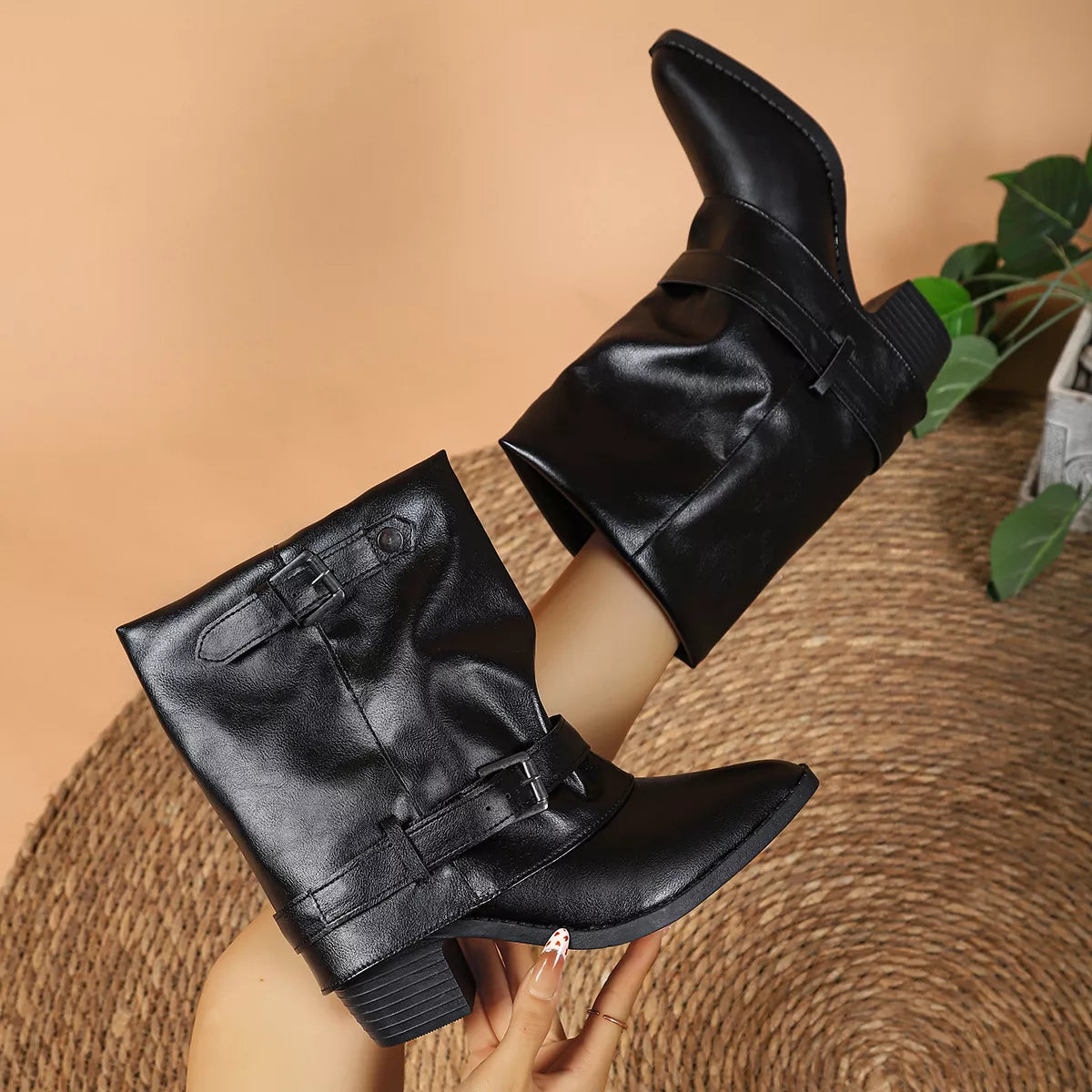 Point Toe Block Heels Boots - Lilixa.store