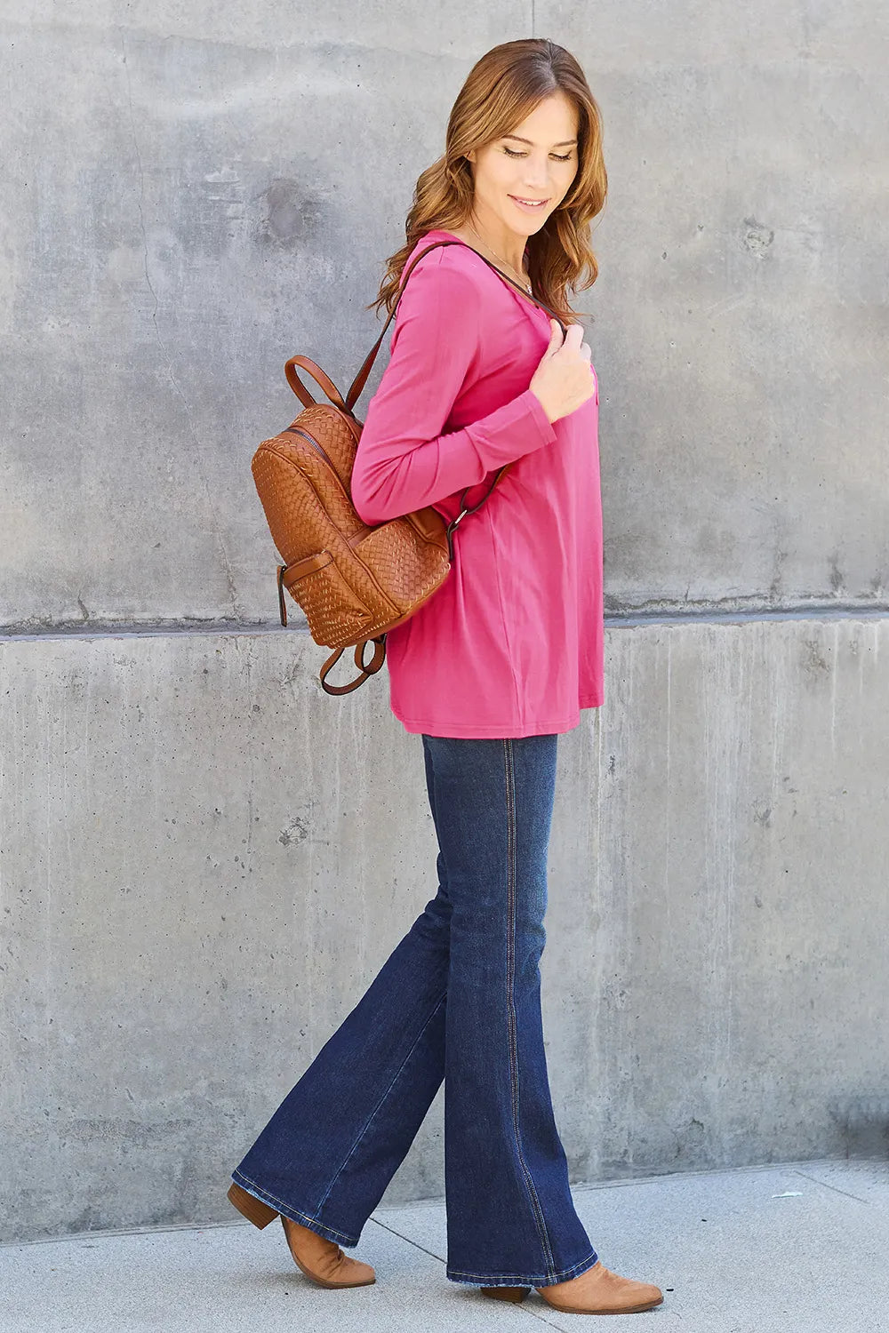 Basic Bae Full Size V-Neck Long Sleeve Top - Lilixa.store