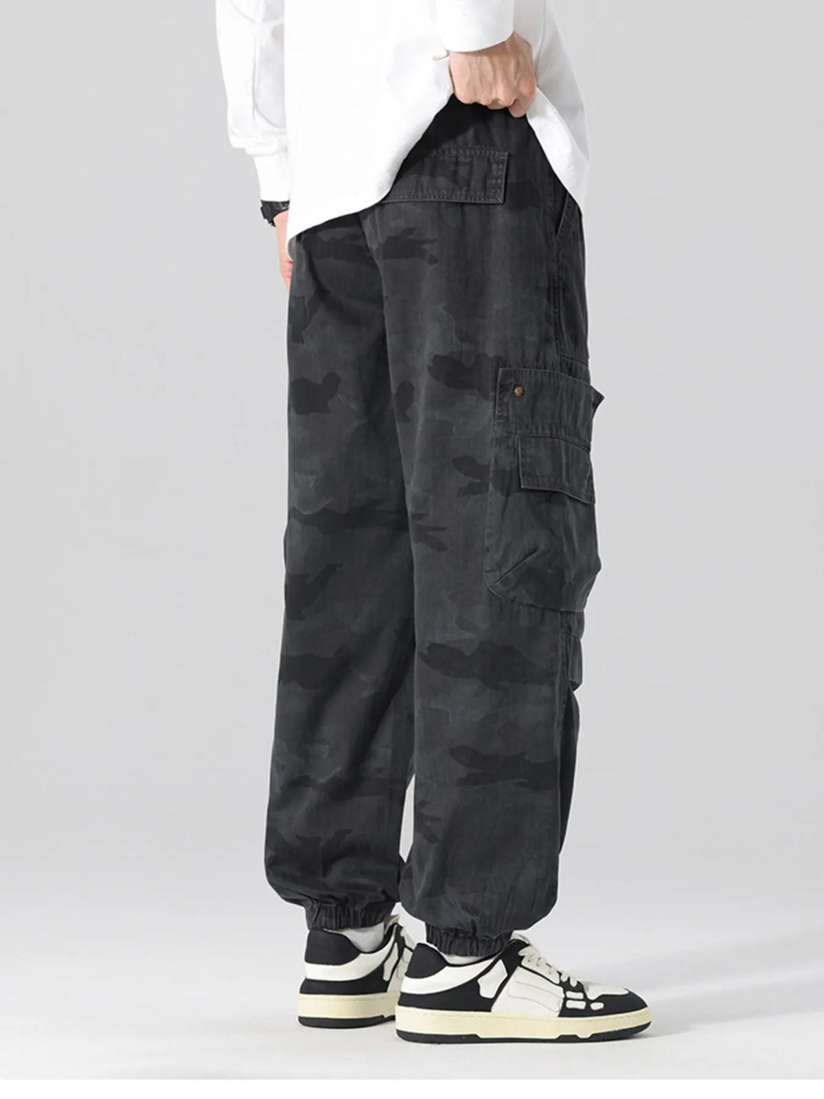 Men's Plus Size Camouflage Cargo Pants with Multi-Pocket, view 4