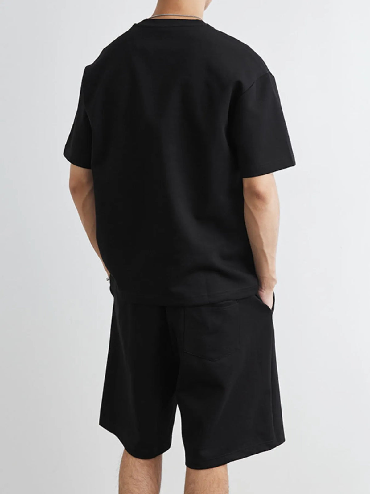 Men's Plus Size Round Neck Short Sleeve Top and Shorts Set, view 7