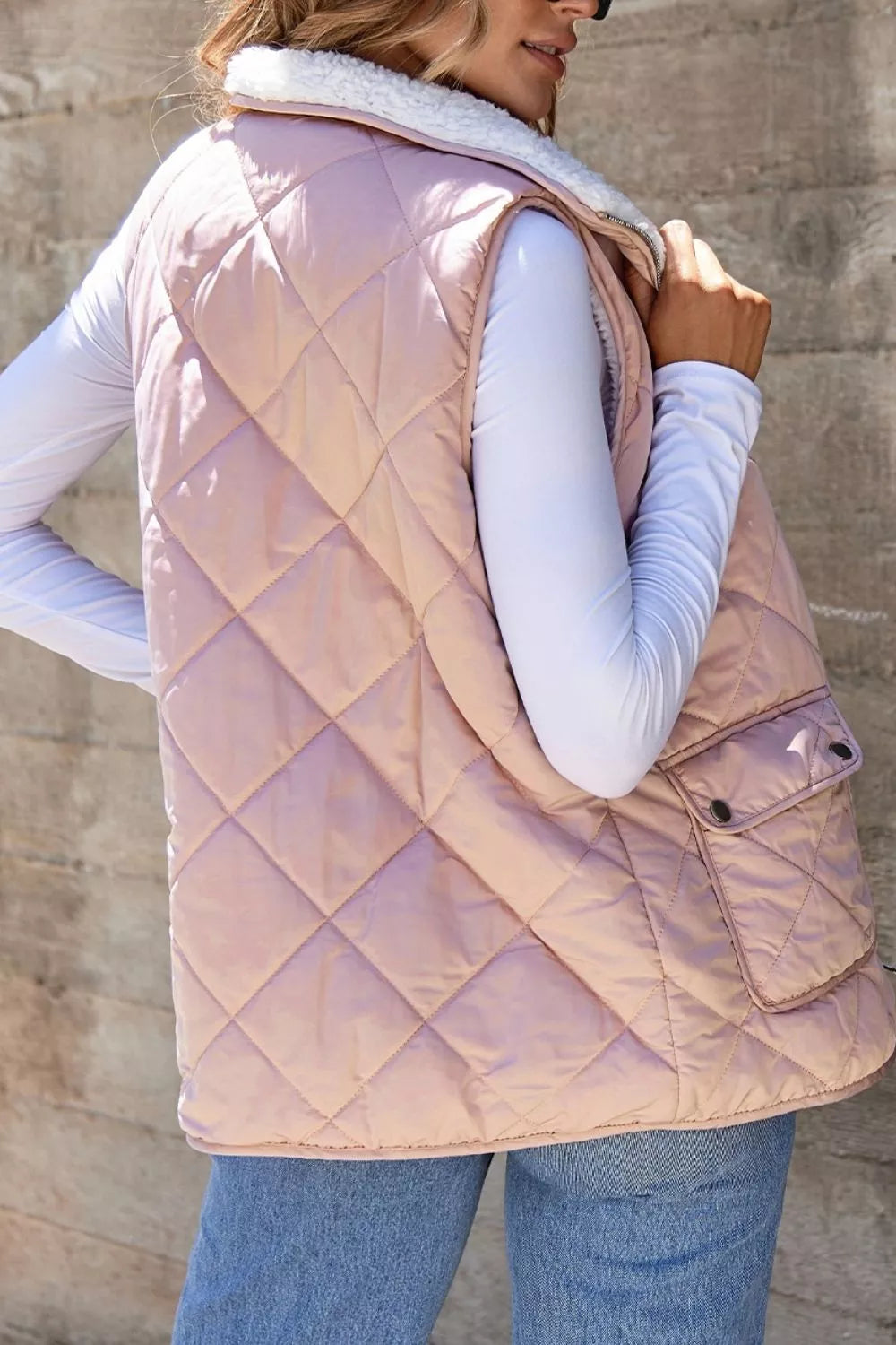 Quilted Sherpa-Lined Vest Coat - Lilixa.store