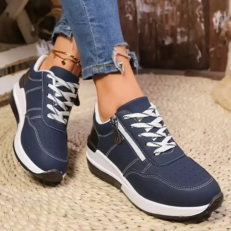 Round Toe Lace Up Sneakers - Lilixa.store