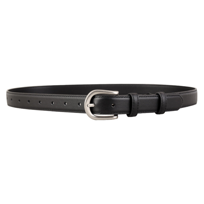 Classic Leather Belt with Silver Buckle - Lilixa.store