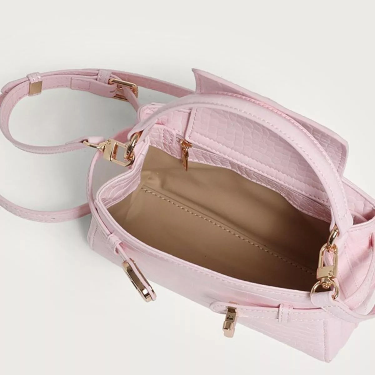 Crocodile-Embossed Crossbody Bag