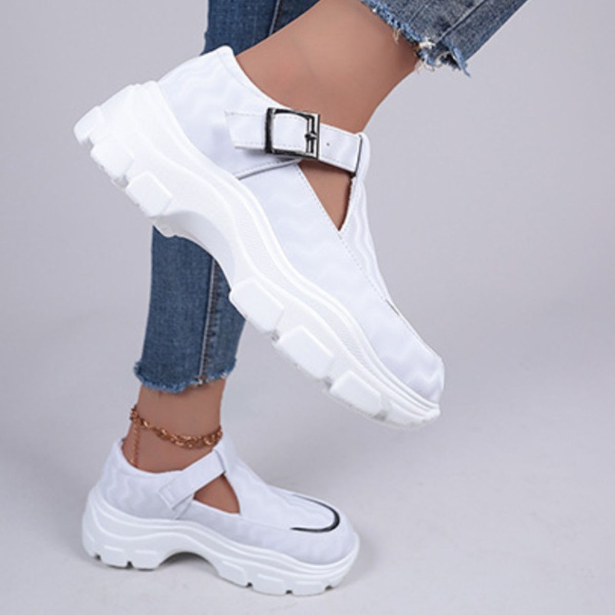 Round Toe Platform Loafers, view 3