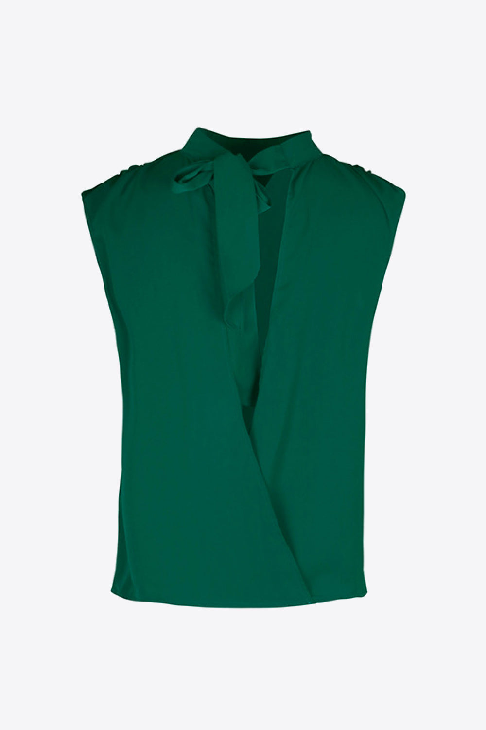 Perfee Tied Mock Neck Blouse - Lilixa.store