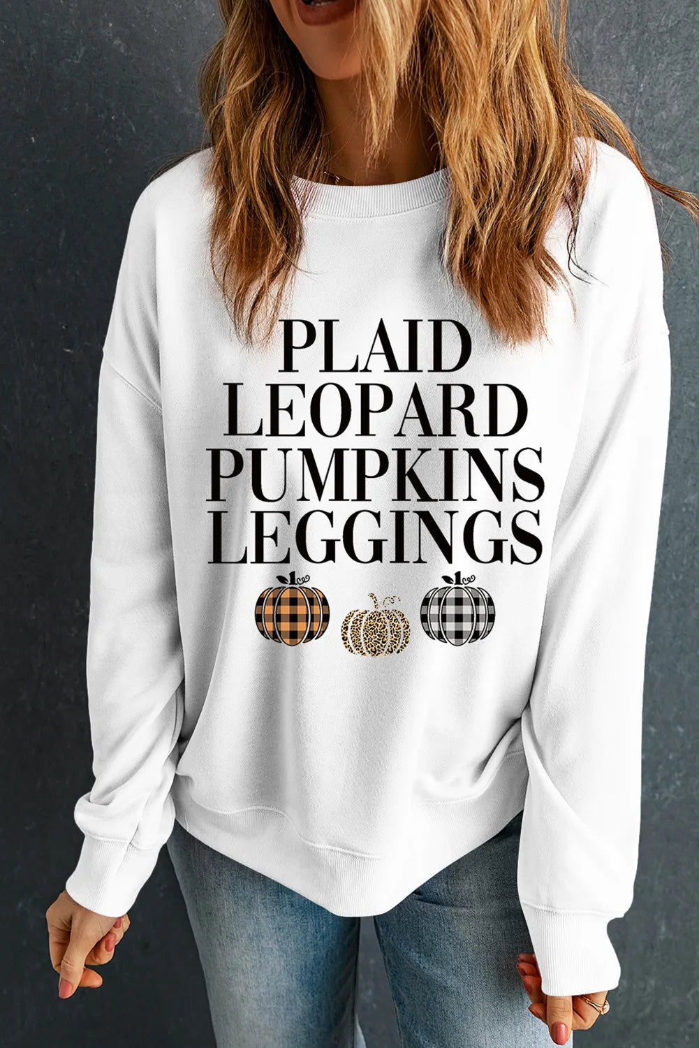 Letter Graphic Round Neck Long Sleeve Sweatshirt - Lilixa.store