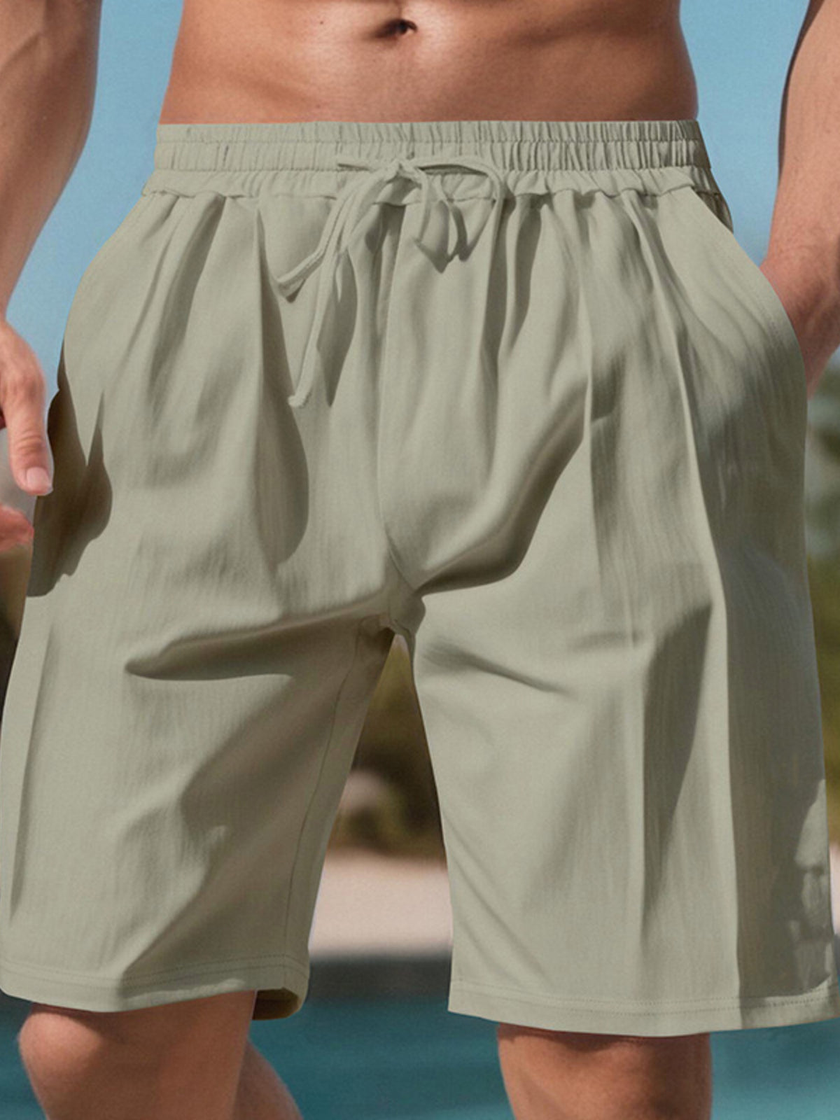 Men's Full Size Drawstring Shorts with Pockets Plus Size