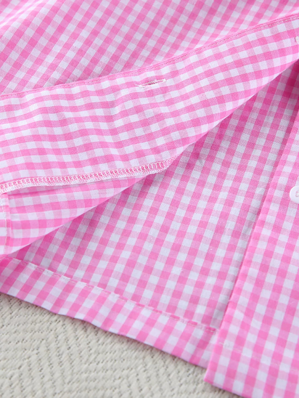 Gingham Button-Down Top and Pants Loungewear Set - Lilixa.store