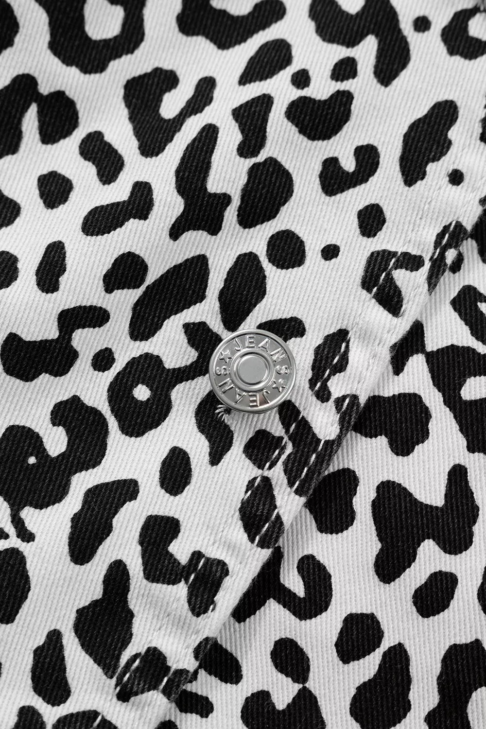 Leopard Print Button Overlap Denim Shorts - Lilixa.store