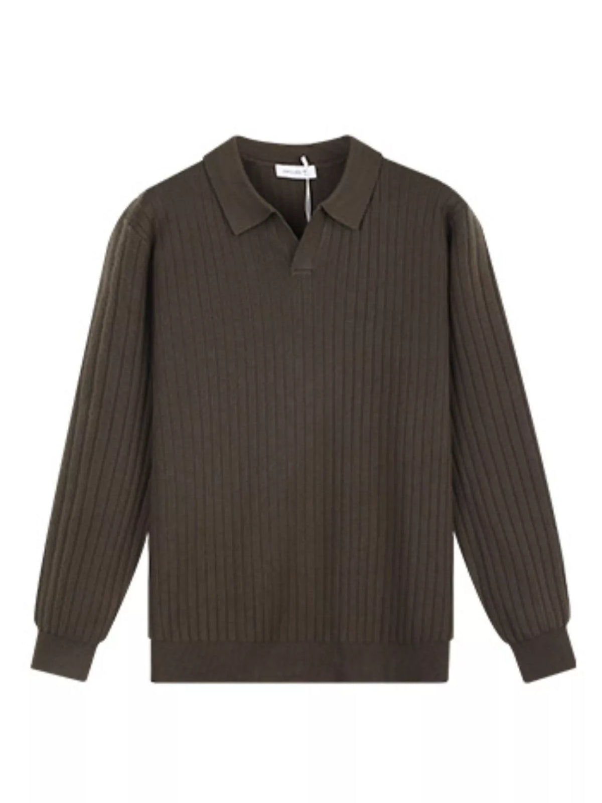 Men's Plus Size Ribbed Knit Polo Collar Sweater - Lilixa.store