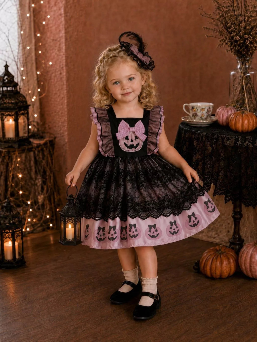 Children's Halloween Lolita Style Pumpkin Print Dress - Lilixa.store