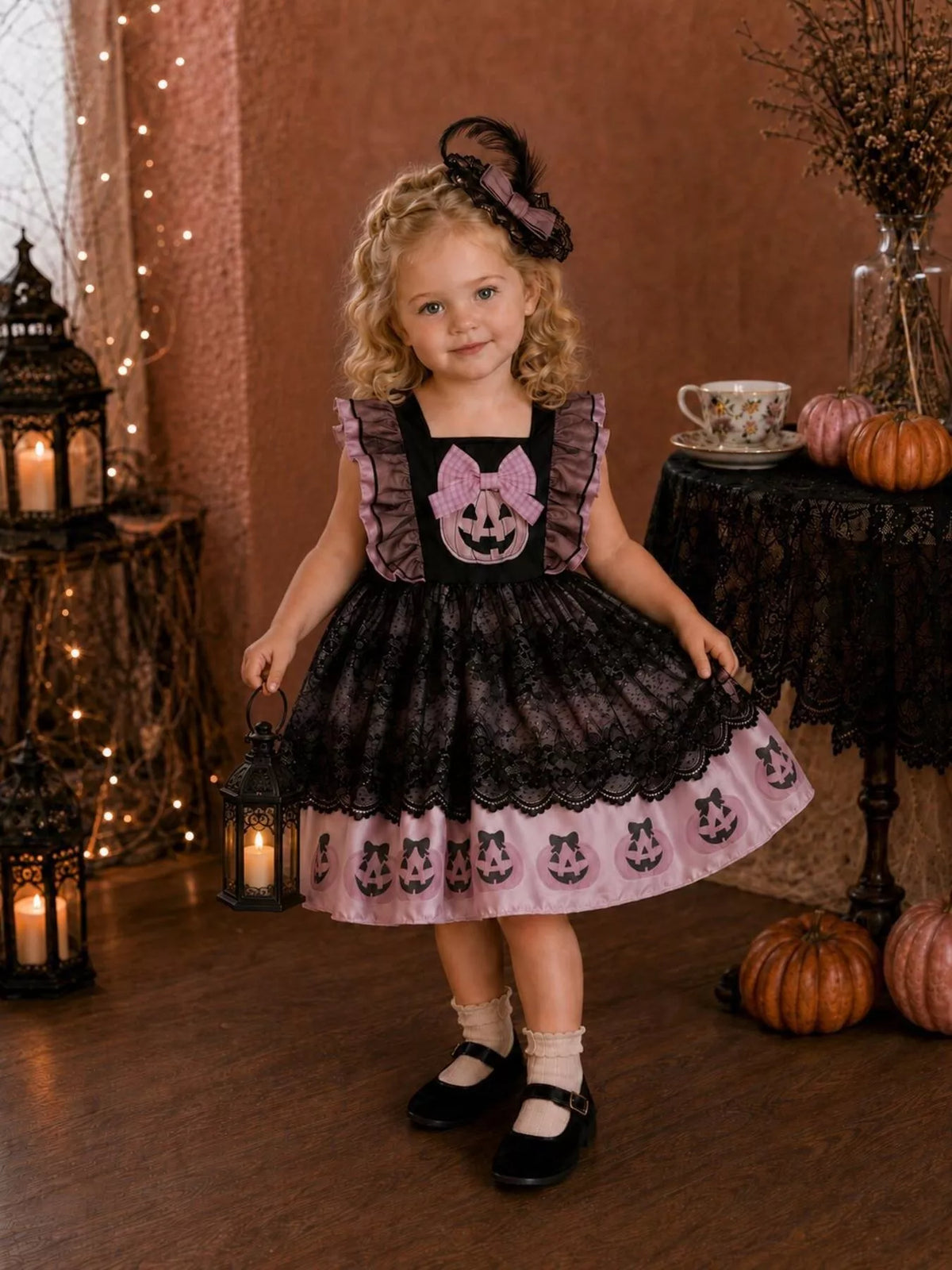 Children's Halloween Lolita Style Pumpkin Print Dress - Lilixa.store