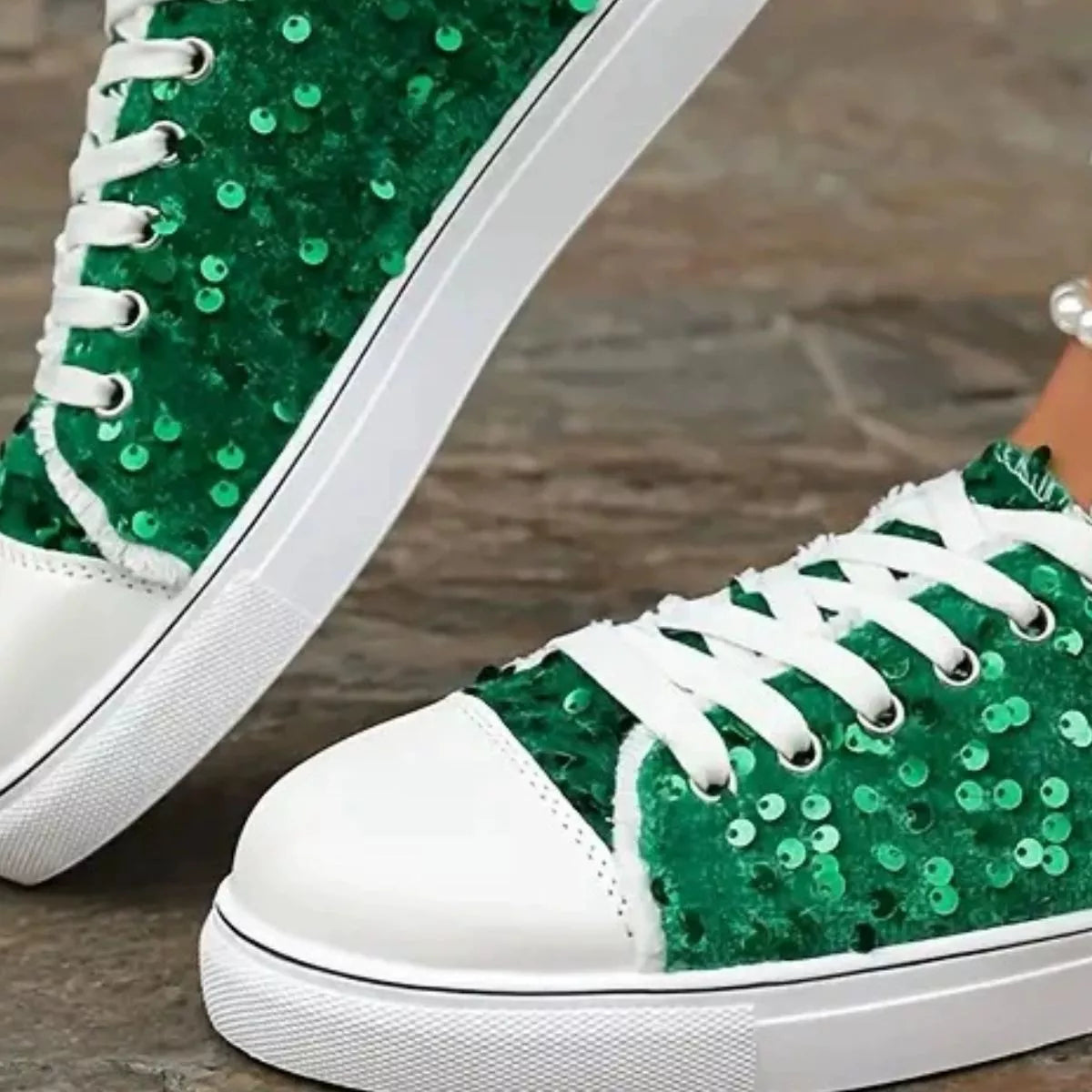 Sparkling Sequin Low-Top Sneakers - Lilixa.store