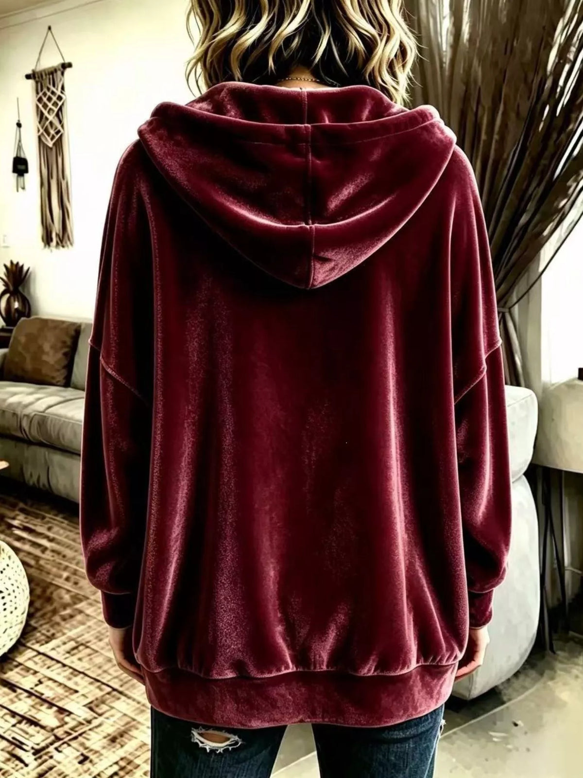 Full Size Casual Button-Down Hooded Outerwear Plus Size, view 7