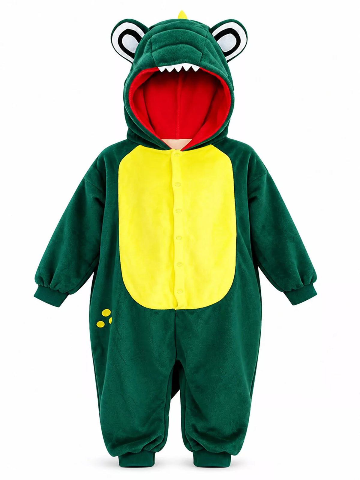 Children's Dinosaur Hooded Fleece One-Piece Jumpsuit - Lilixa.store