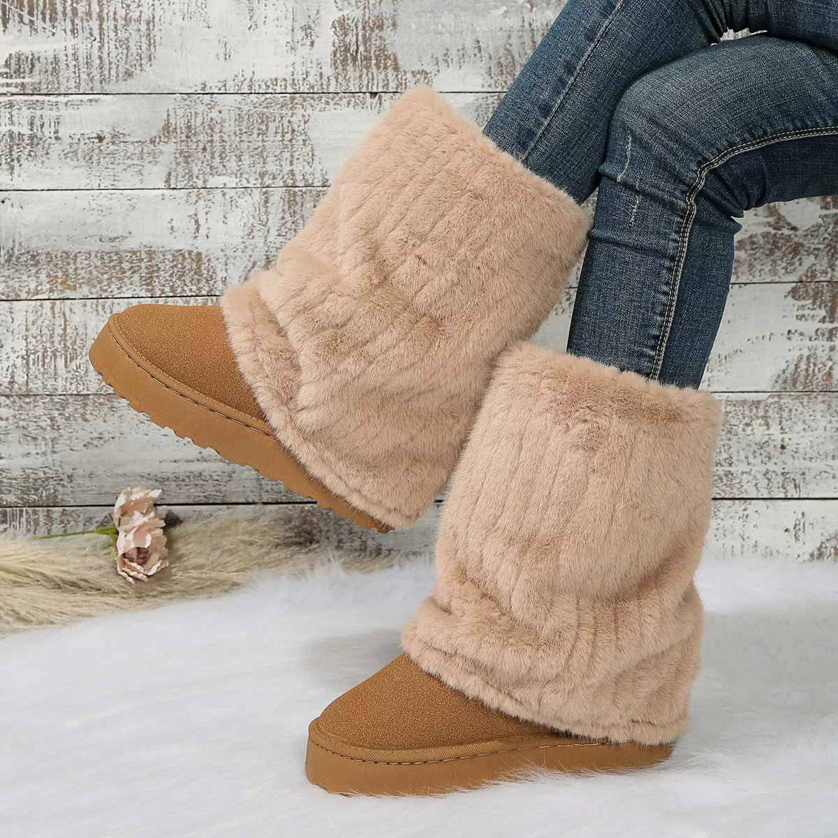 Round Toe Platform Boots - Lilixa.store