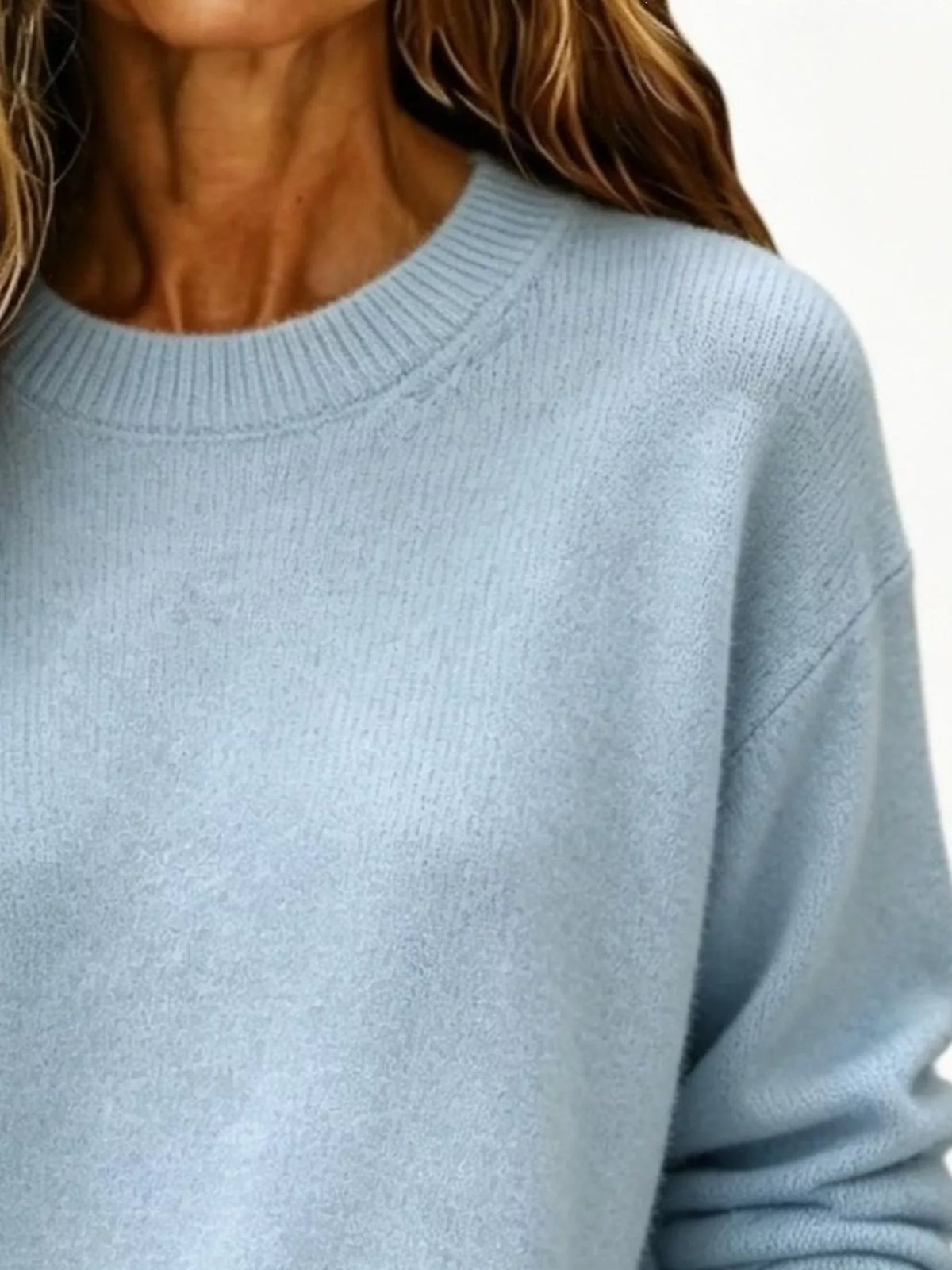 Full Size Round Neck Dropped Shoulder Sweater Plus Size - Lilixa.store