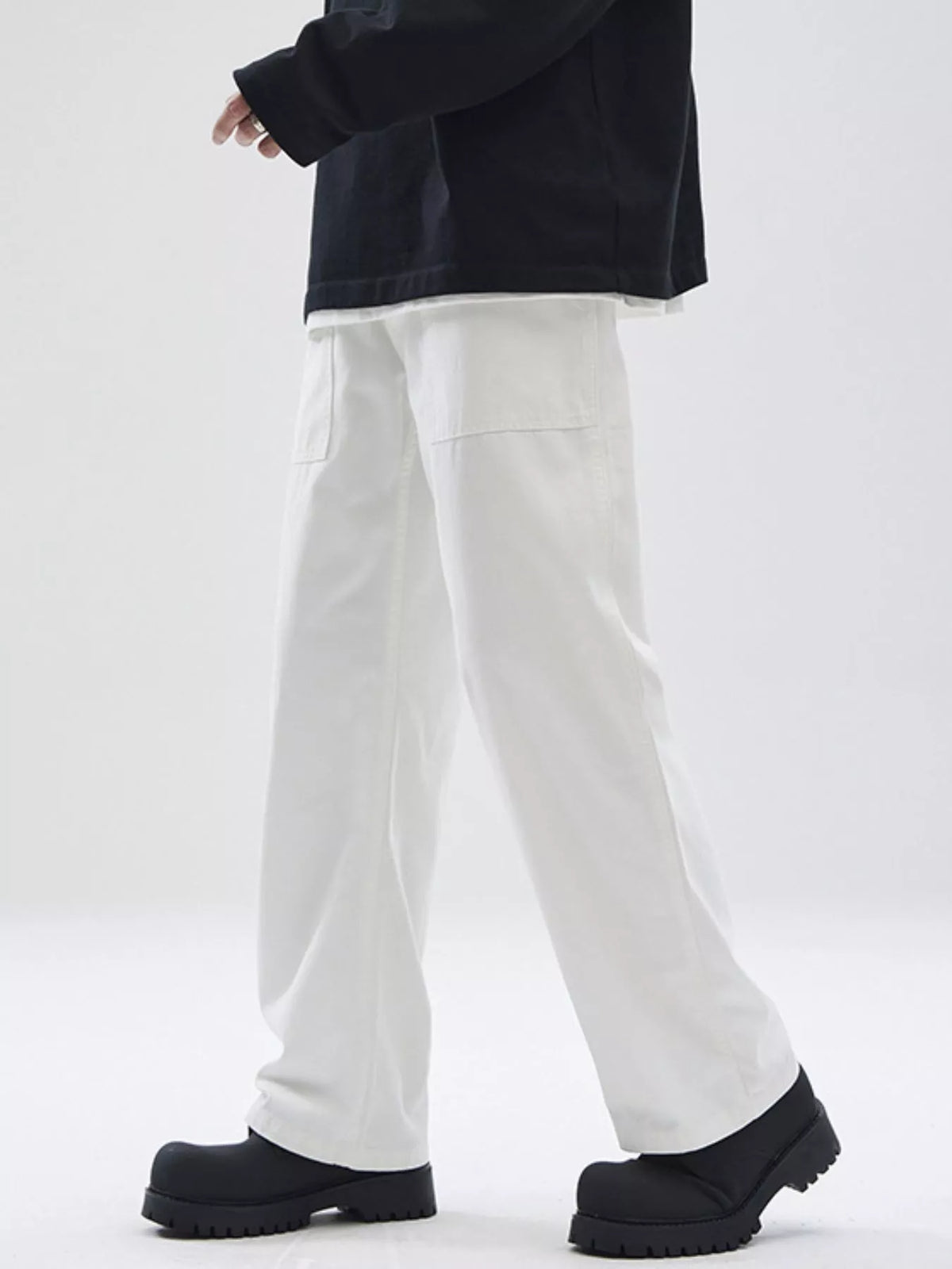 Men's Full Size Relaxed Fit Pants Plus Size in White, view 4