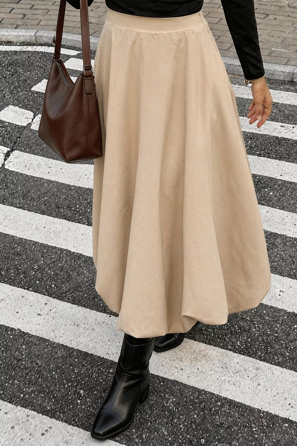 High-Waisted A-Line Midi Skirt - Lilixa.store