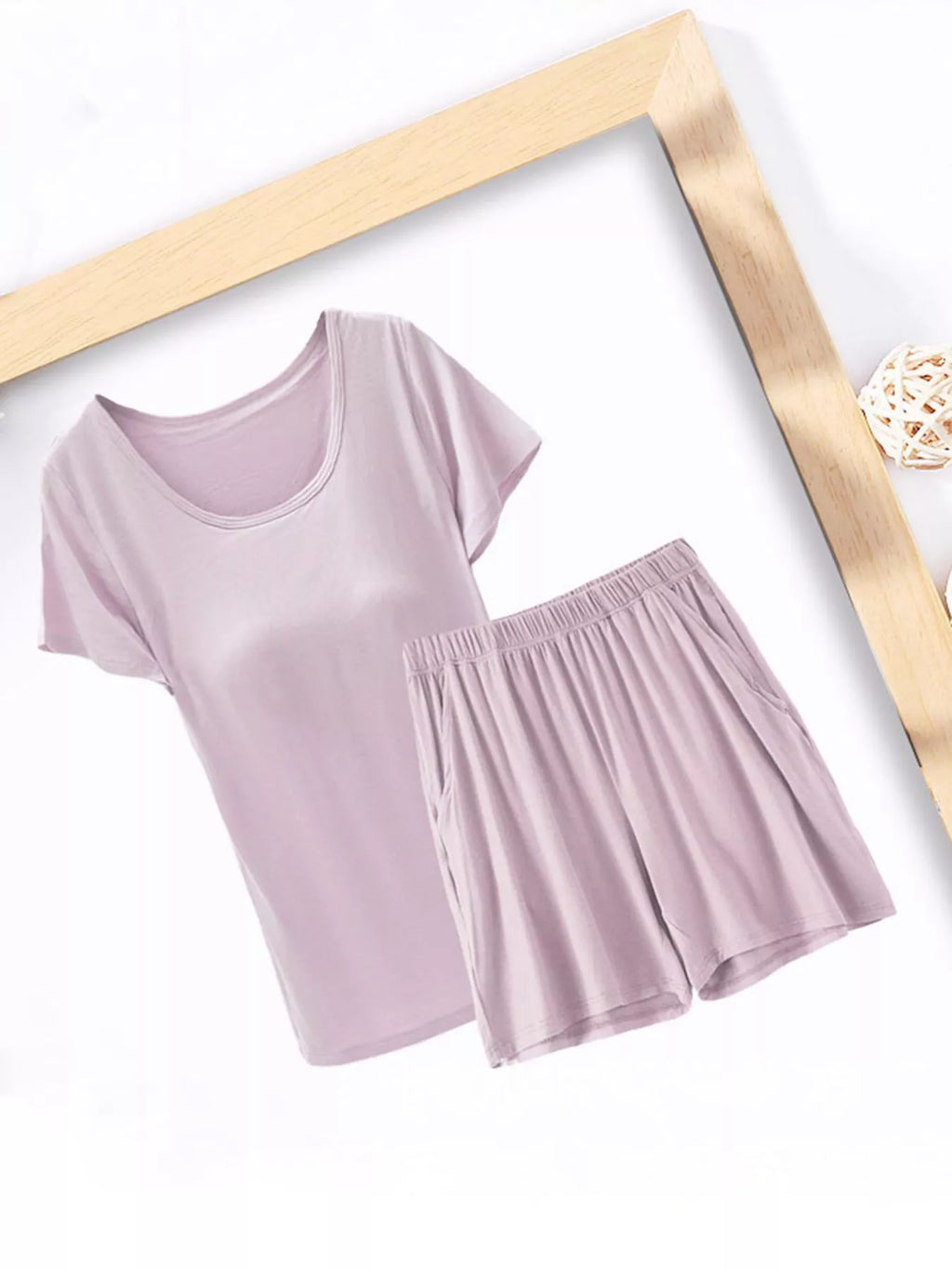 Plus Size Padded Modal Short Sleeve T-Shirt and Shorts Set - Lilixa.store