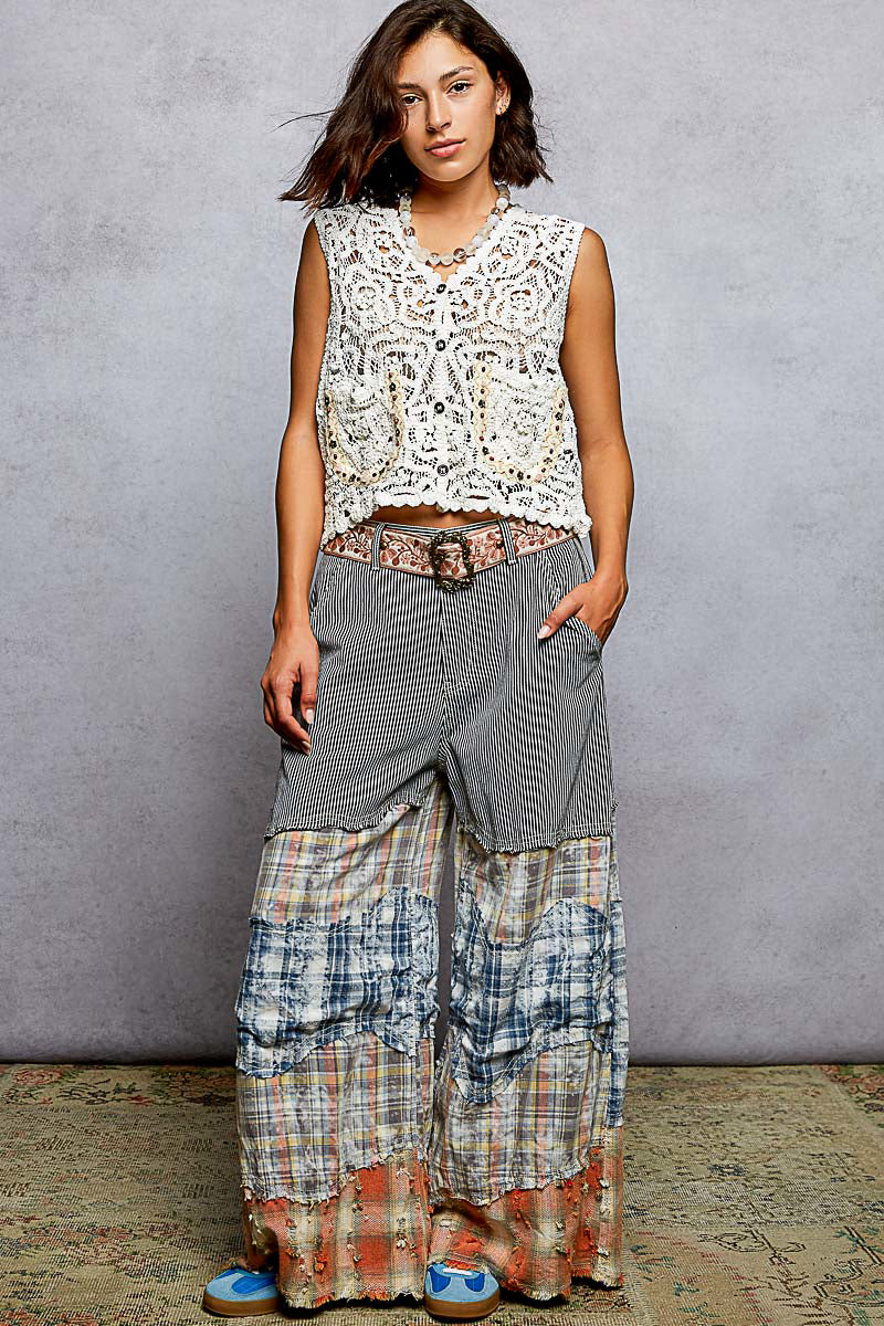 POL Button Down Cropped Crochet Vest with Scalloped Edge - Lilixa.store