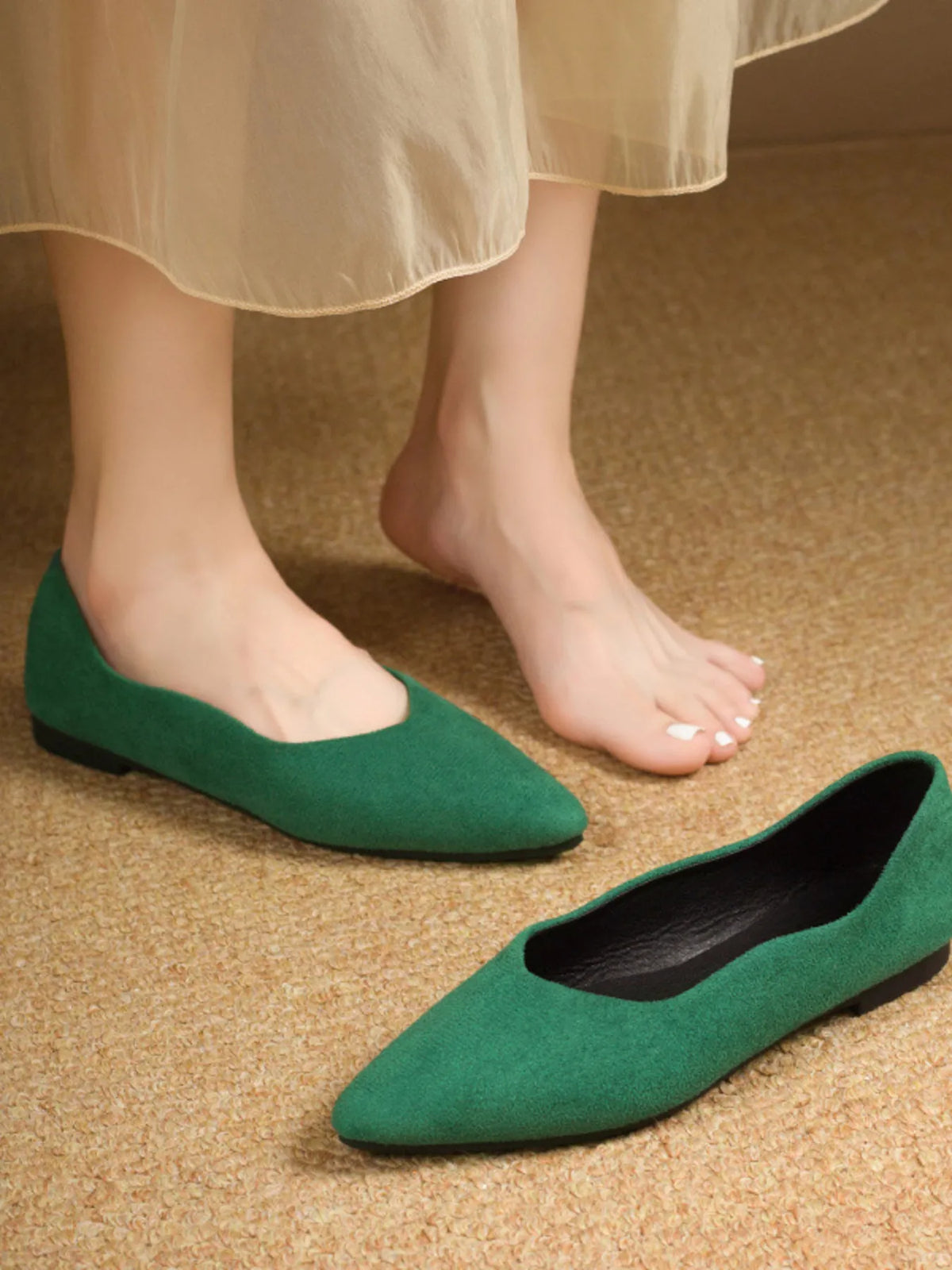 Solid Color Point Toe Slip-Ons, view 7