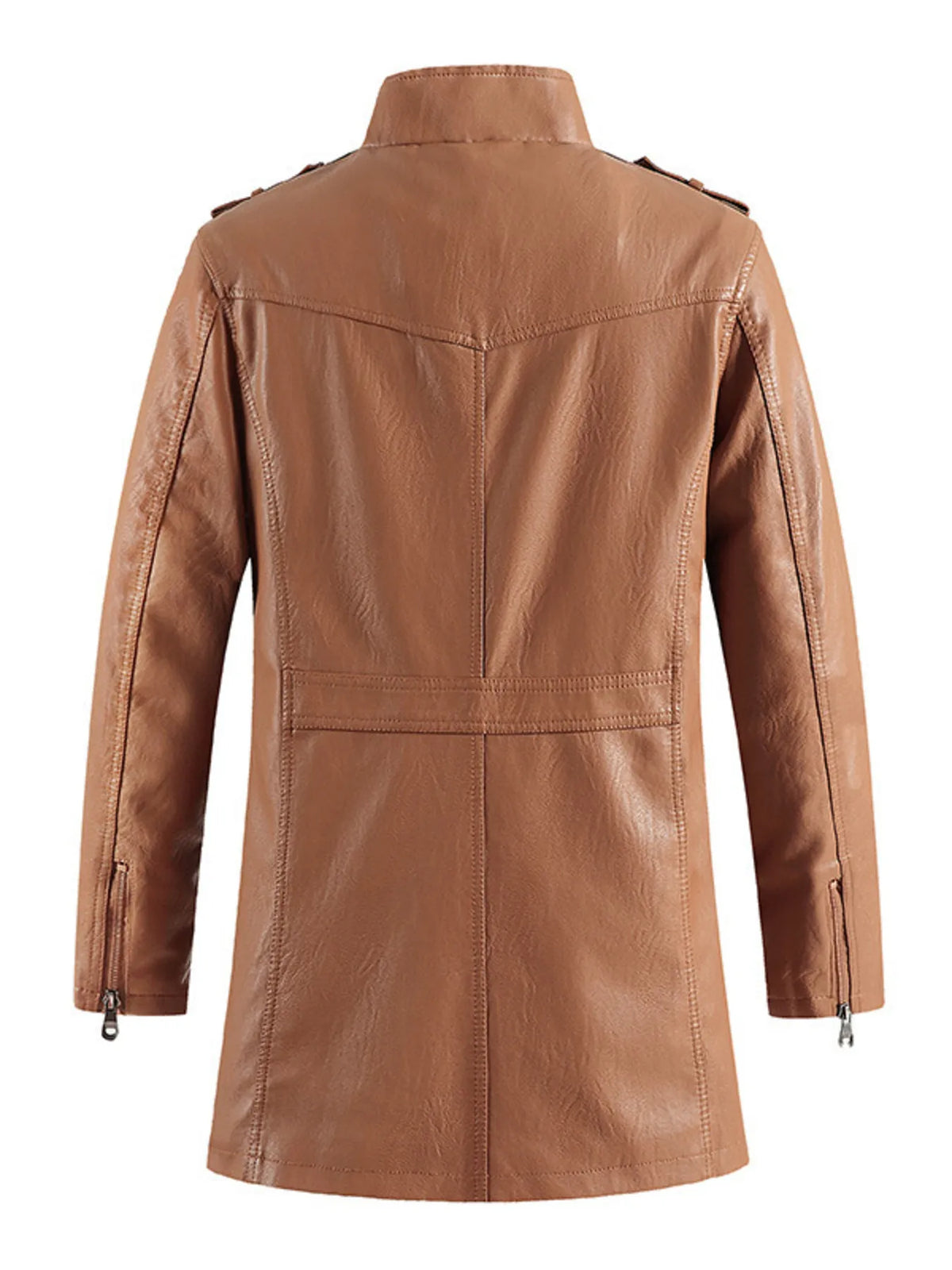 Men's Zip Up Long Sleeve Leather Jacket - Lilixa.store
