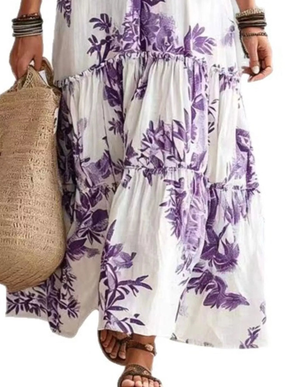 Printed Button Front Maxi Dress