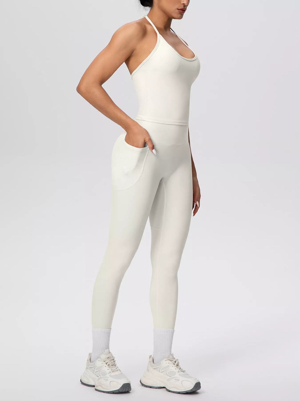 Halter Neck Cami and High-Waisted Leggings Active Set - Lilixa.store
