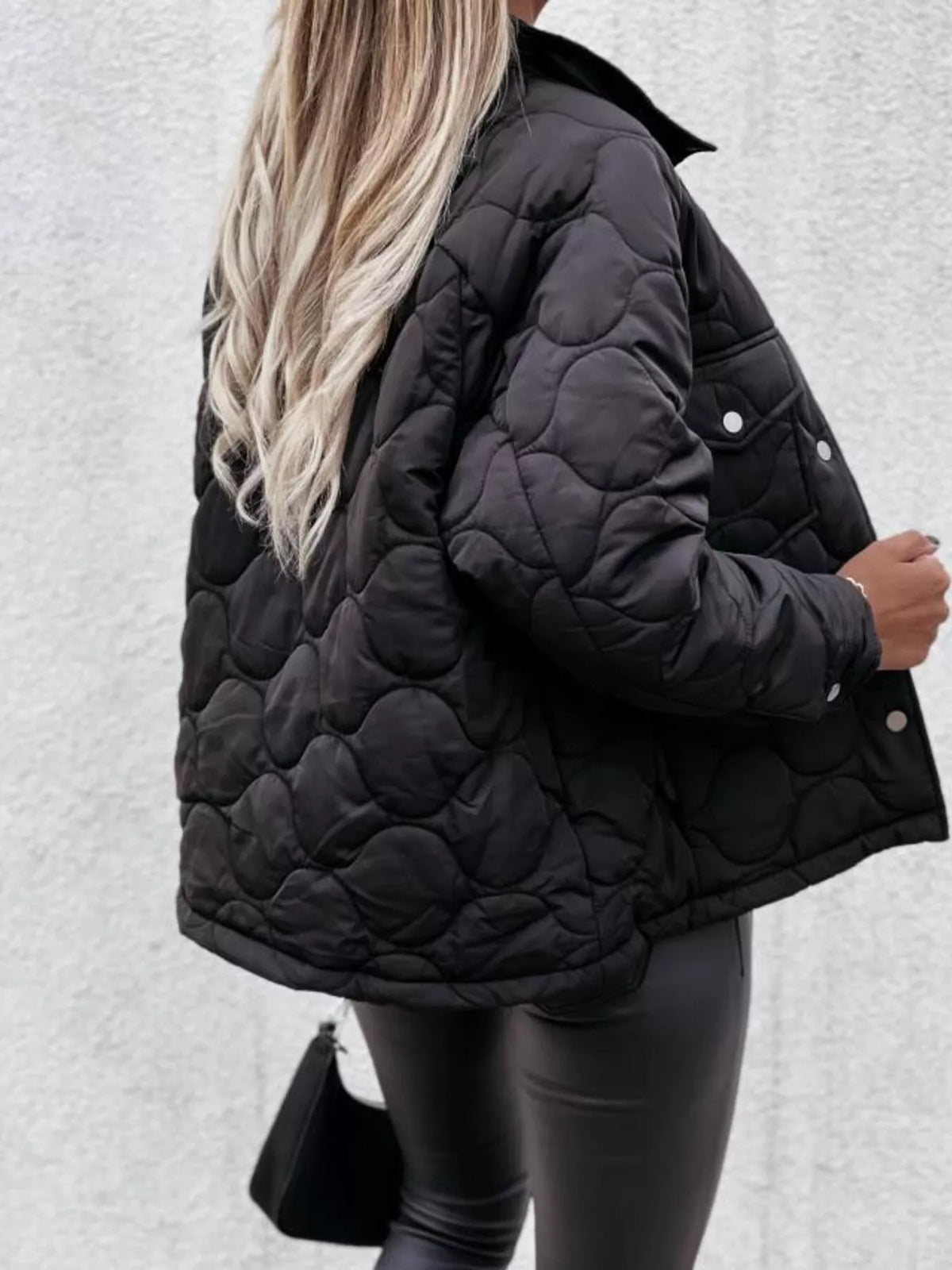 Quilted Snap-Down Casual Jacket, view 2