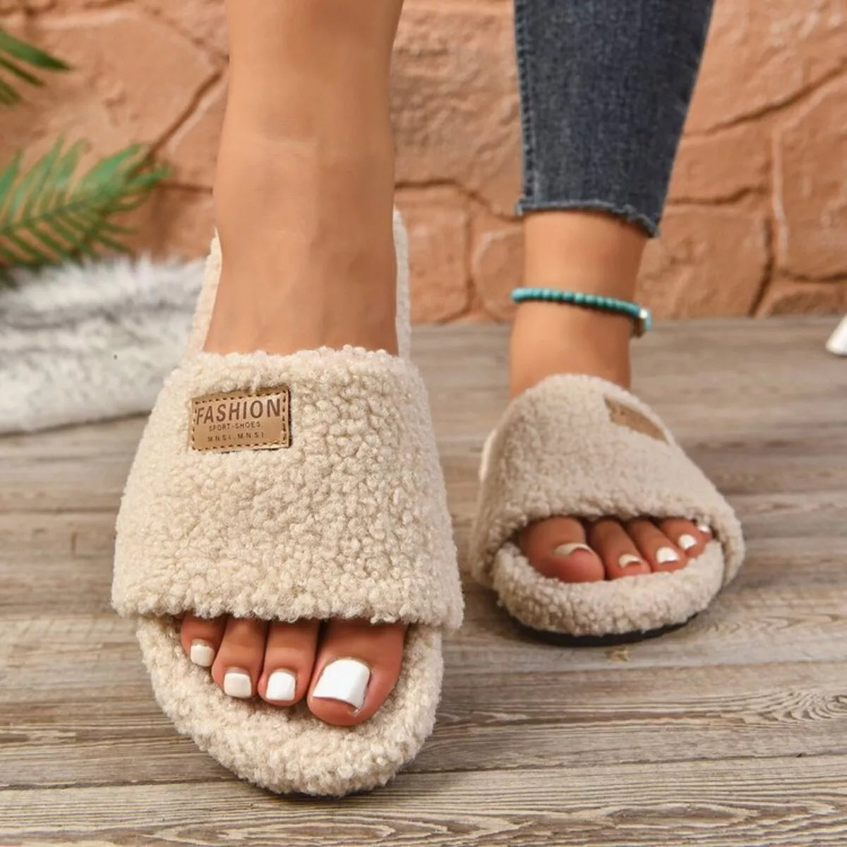 Fuzzy Open Toe Slippers - Lilixa.store
